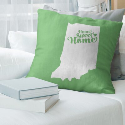 Home Sweet Throw Pillow East Urban Home Color: Green, Size: 18