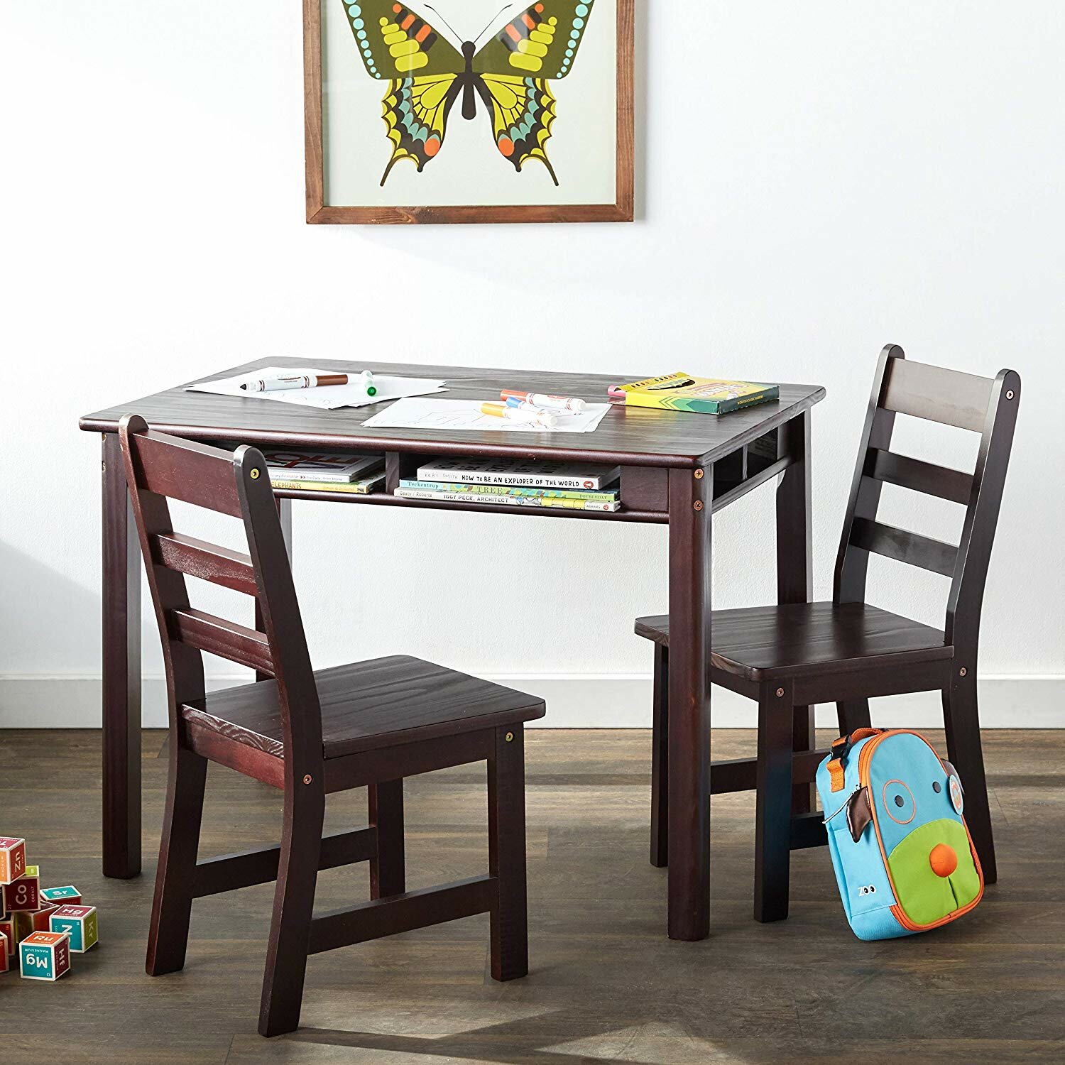 alexa kids 3 piece writing table & chair set