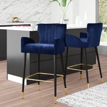 blue suede bar stools