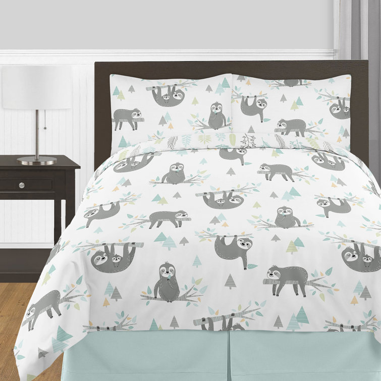 Sweet Jojo Designs Aqua And Grey Sloth Collection Sloth Comforter Set Reviews Wayfair