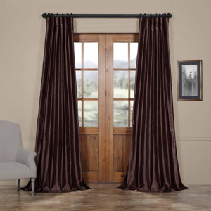 Forbell Solid Vintage Textured Faux Dupioni Silk Rod Pocket Single Curtain Panel