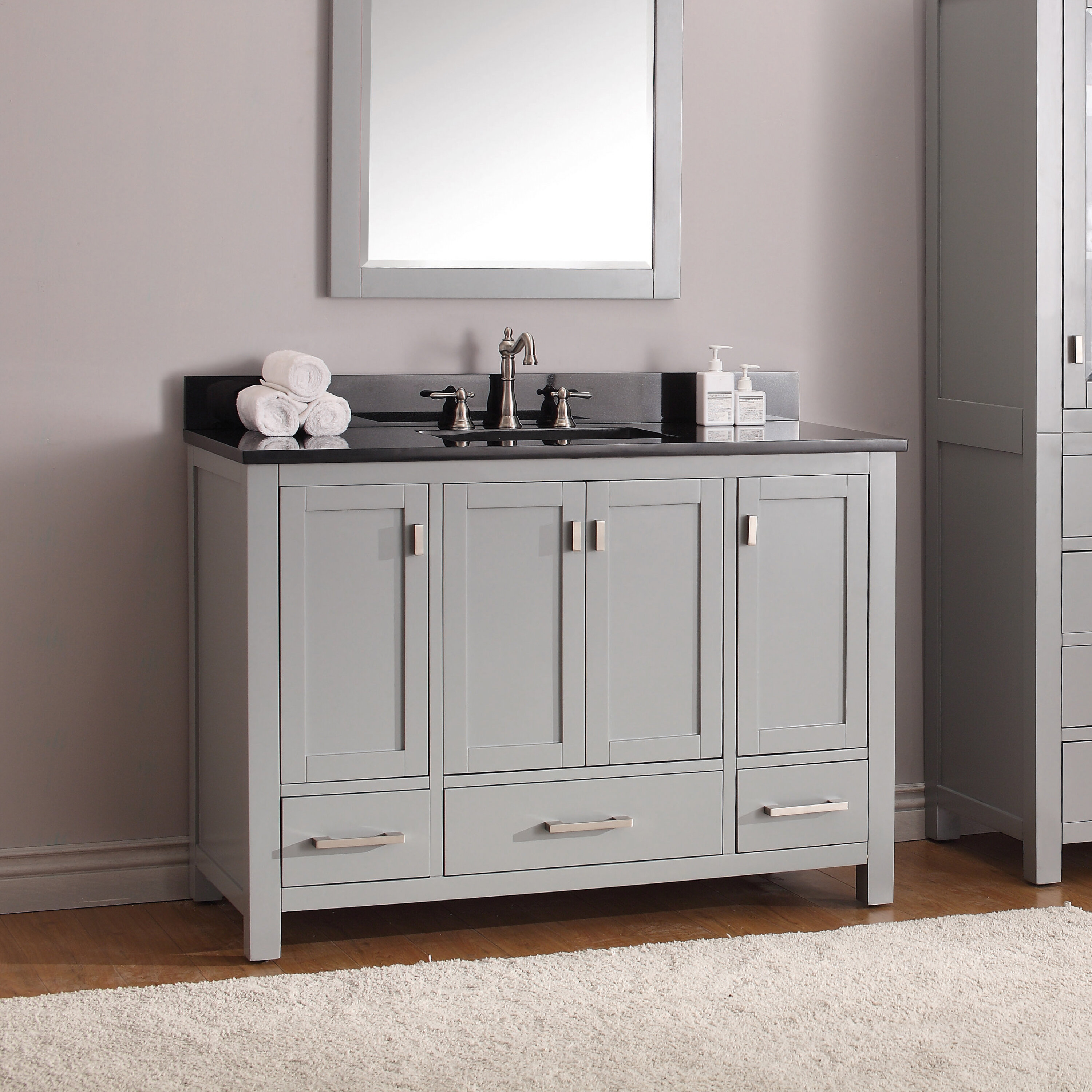 Traditional Natural Finish One Drawer Small Bathroom Vanity Set Combo