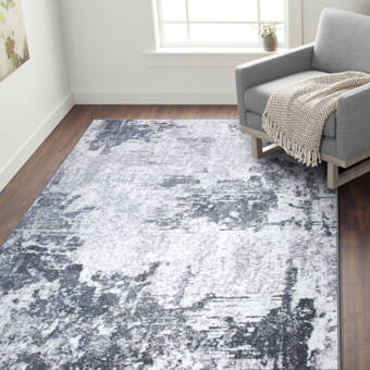 17 Stories Hirst Power Loom Gray Blue Rug Reviews Wayfair