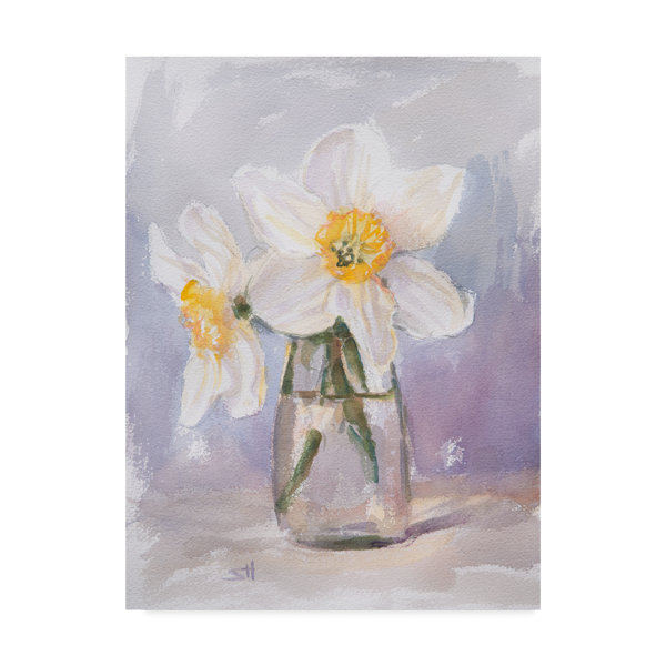 Trademark Art Two Daffodils Acrylic Painting Print On Wrapped