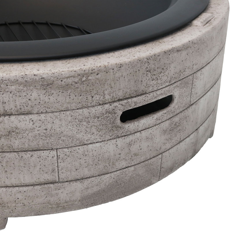 Darby Home Co Wilhoit Faux Stone Ring Concrete Wood Burning Fire