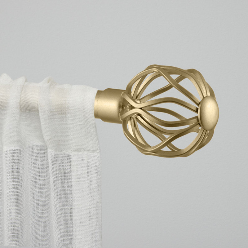 Exclusive Home Ogee 1" Curtain Rod and Coordinating Finial Set, Adjustable Size: 66” – 120”, Finish: Gunmetal