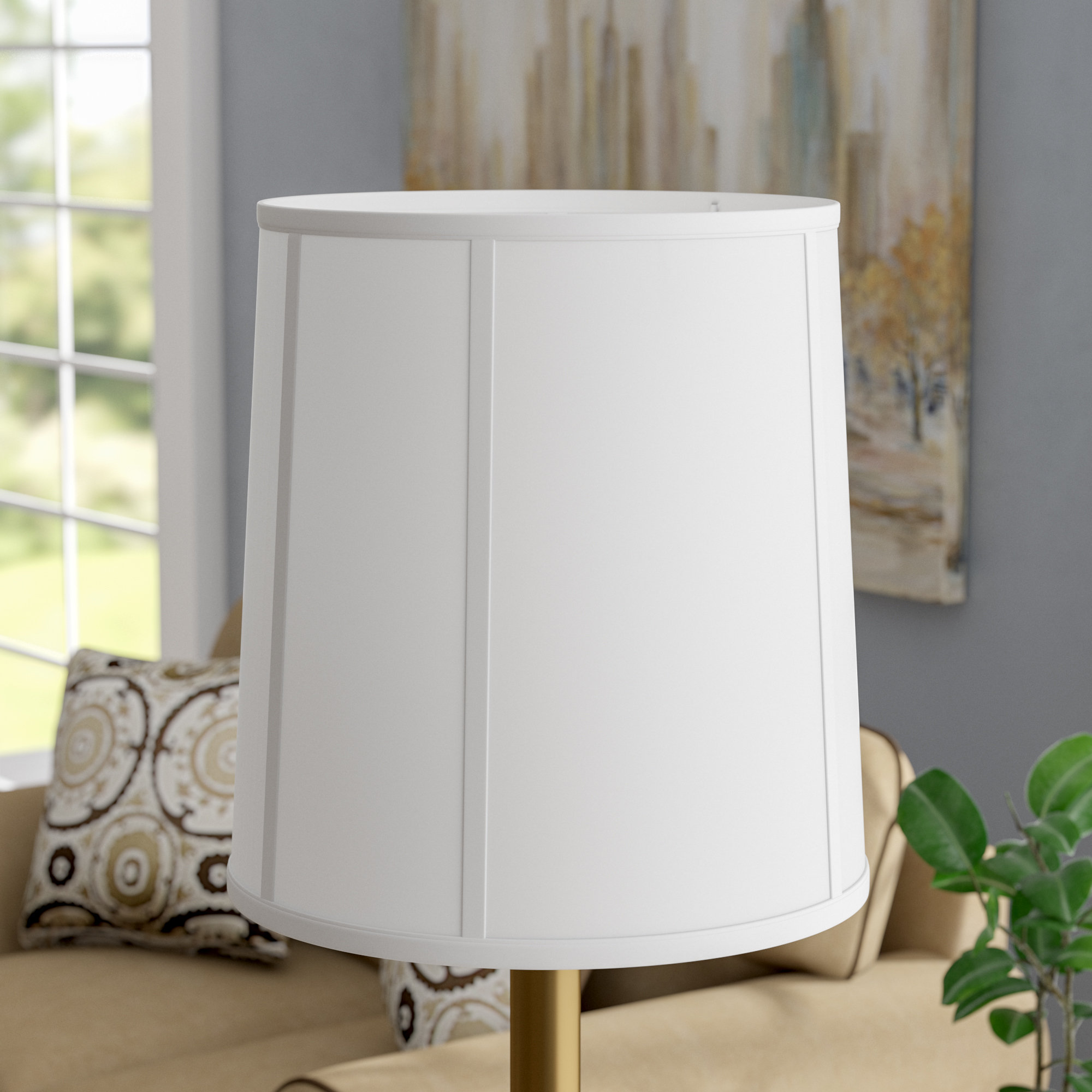 white silk drum lamp shade