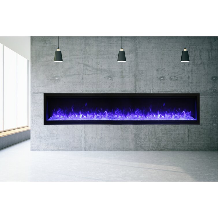 JAMFLY Electric Fireplace Wall Mounted 30 Inch Insert 3.86 Inch Super Thin Electric Fireplace Recessed Fit for 2 x 6 and 2 x 4 Stud Adjustable 12 Flame LED Bed Colors Remote Control with Touch Screen