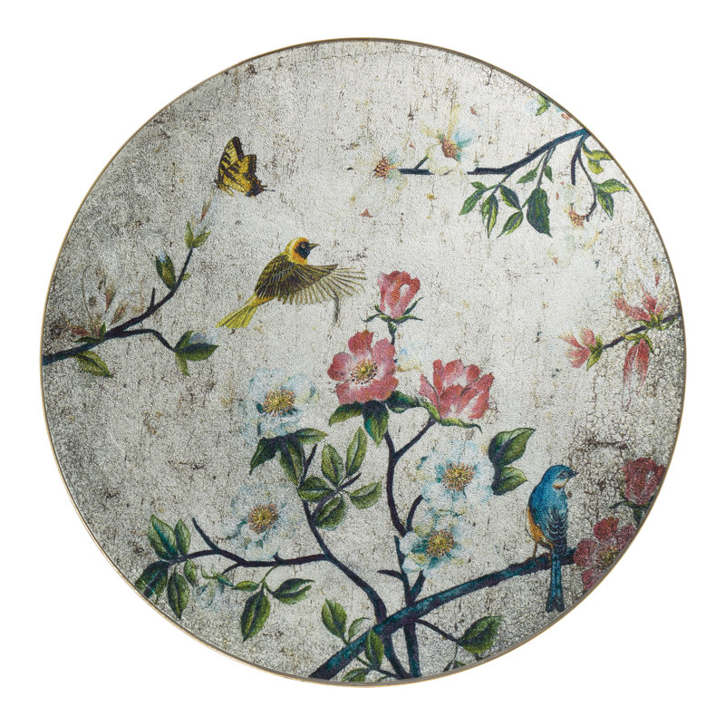 Ophelia Co Antiqued Mirrored Floral And Bird Picture Frame