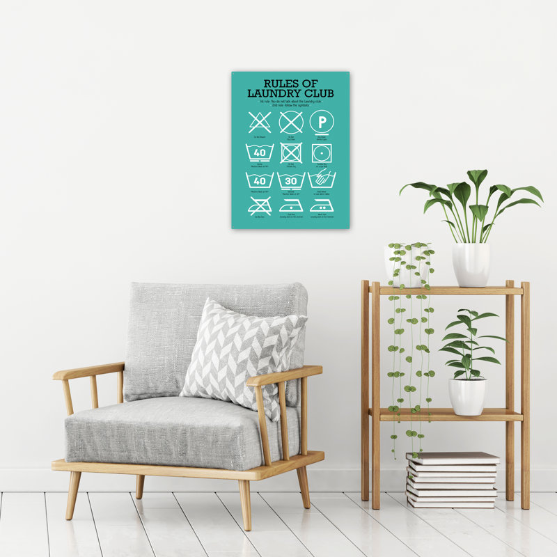 East Urban Home Laundry Club Teal Graphic Art Print On Metal