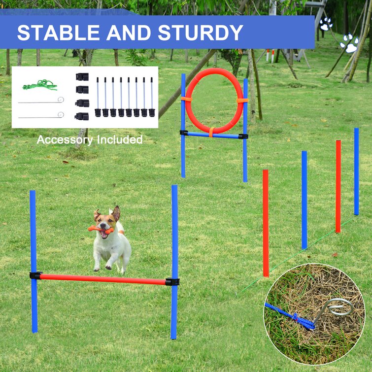 Pawhut High Jump Weave Pole Ring Obence Training Adjule Equipment Portable Dog Agility Reviews Wayfair