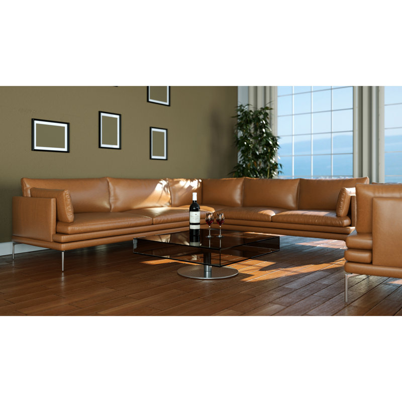Sofa Web 91 Wide Genuine Leather Symmetrical Corner Sectional Wayfair