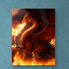 'Lord of the Dragons' Oil Painting Print on Wrapped Canvas
