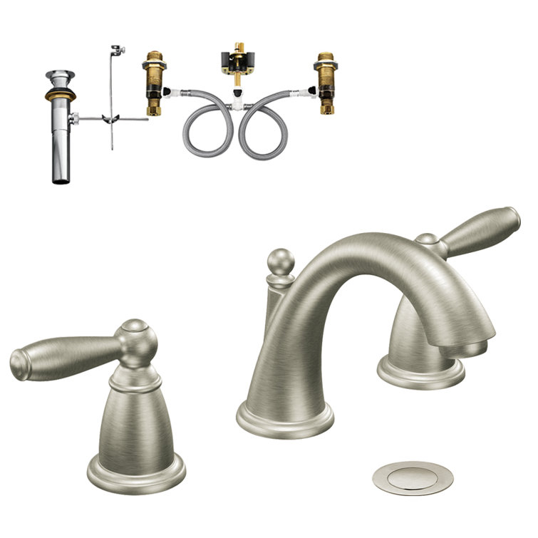 Moen Brantford 2 Handle High Arc Lavatory Widespread Bathroom Faucet With Drain Assembly Reviews Wayfair