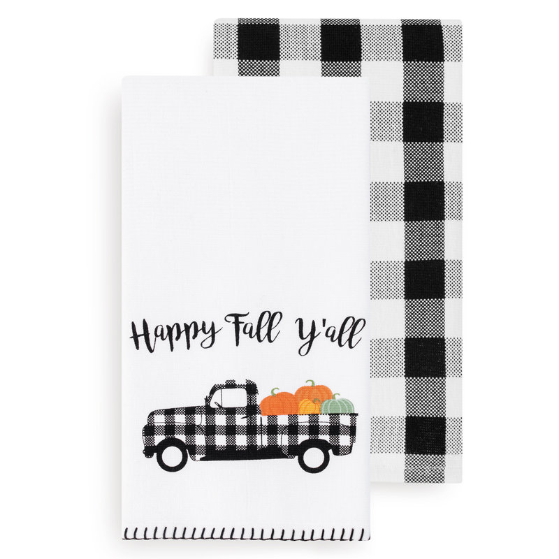 Winston Porter Happy Fall Y All And Check Kitchen 2 Piece Tea Towel Set Wayfair