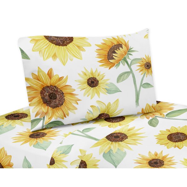 Decorative Printed 2 Piece Bedding Decor Set Yellow Green Twin Sunflowers Watercolor Painting Effect and in Minimalistic Design Artwork Ambesonne Sunflower Fitted Sheet & Pillow Sham Set