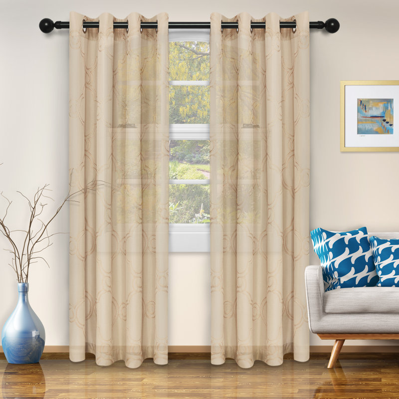 Ebern Designs Abarca Moroccan Printed Semi Sheer Grommet Curtain