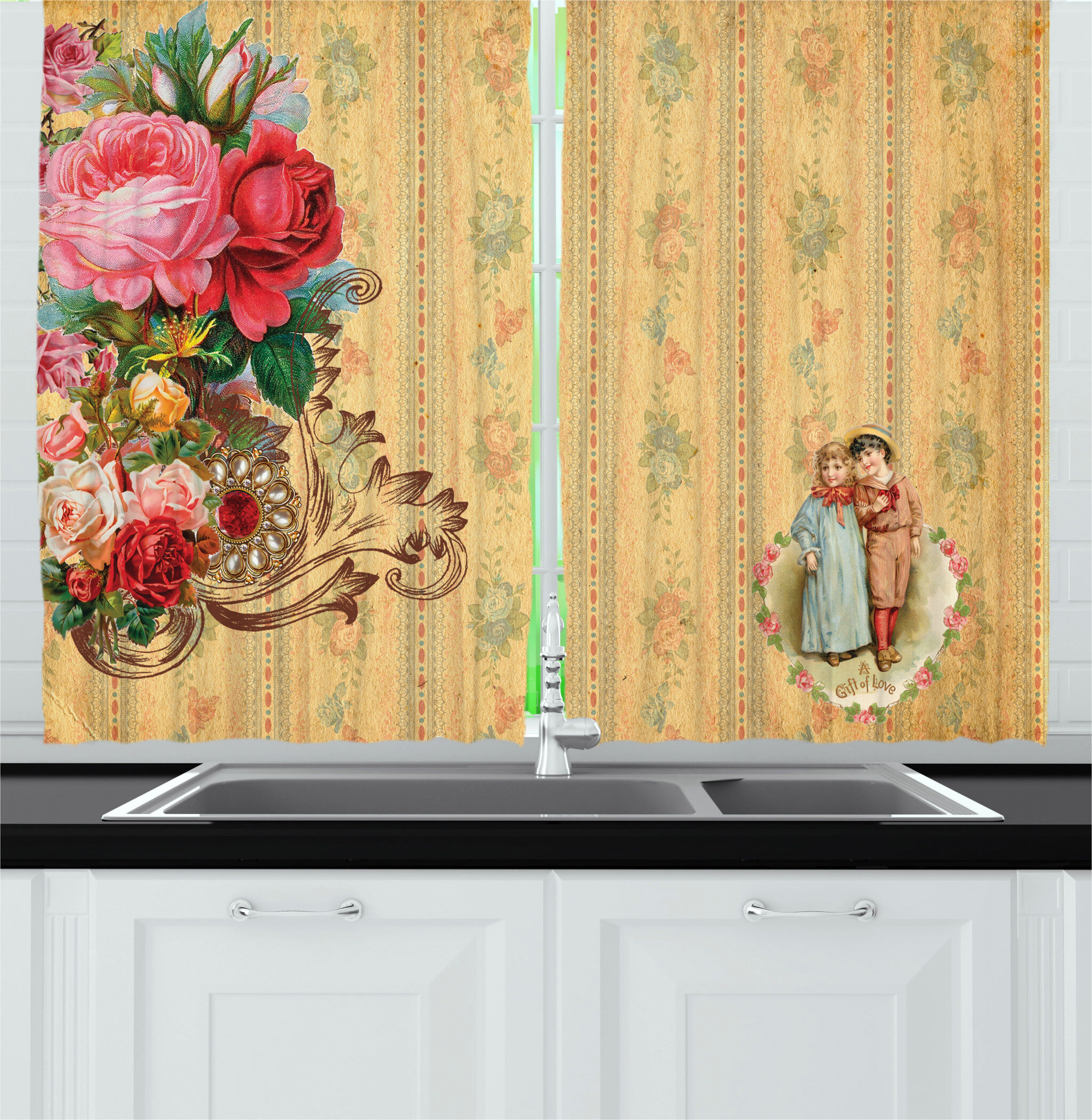 East Urban Home 2 Piece Vintage Kitchen Curtain Wayfair