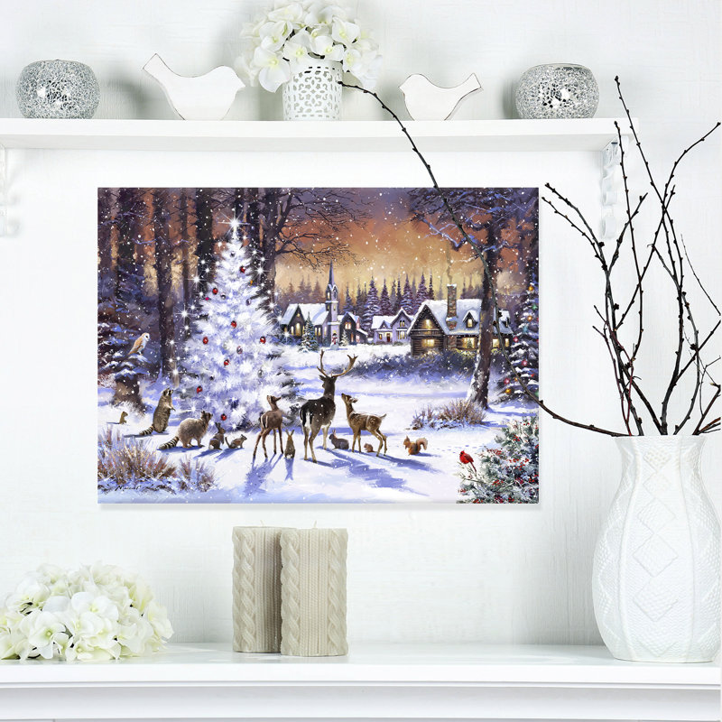 The Holiday Aisle Christmas Woods With Deer Buck And Owl
