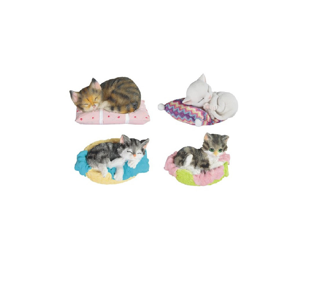 sleeping cat in basket toy