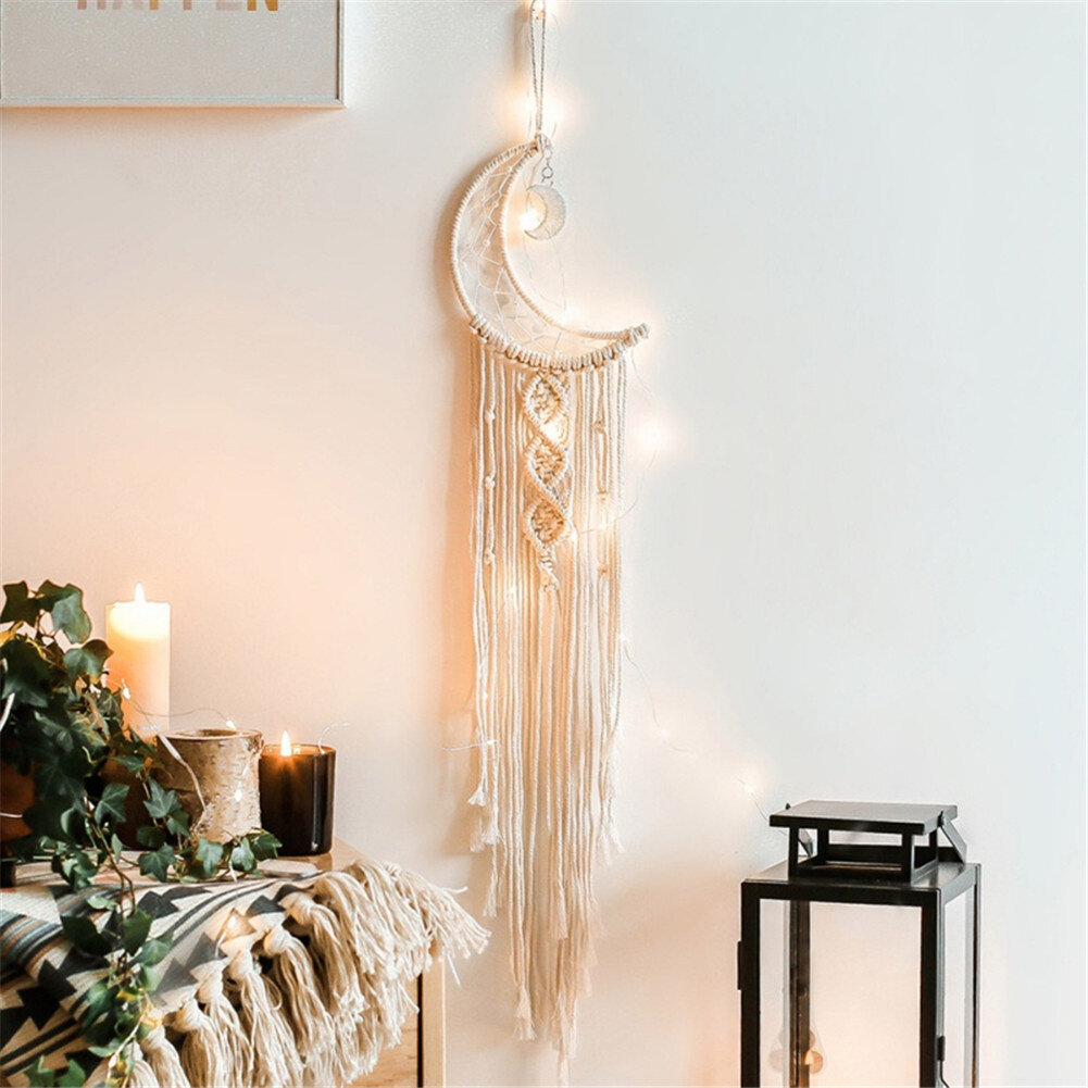 BoHo Macrame Hanging Wall Decor Decorative Wall Art Cotton Rope Cord Woven Tapestry Home Decorations for the Living Room Kitchen Bedroom or Apartment