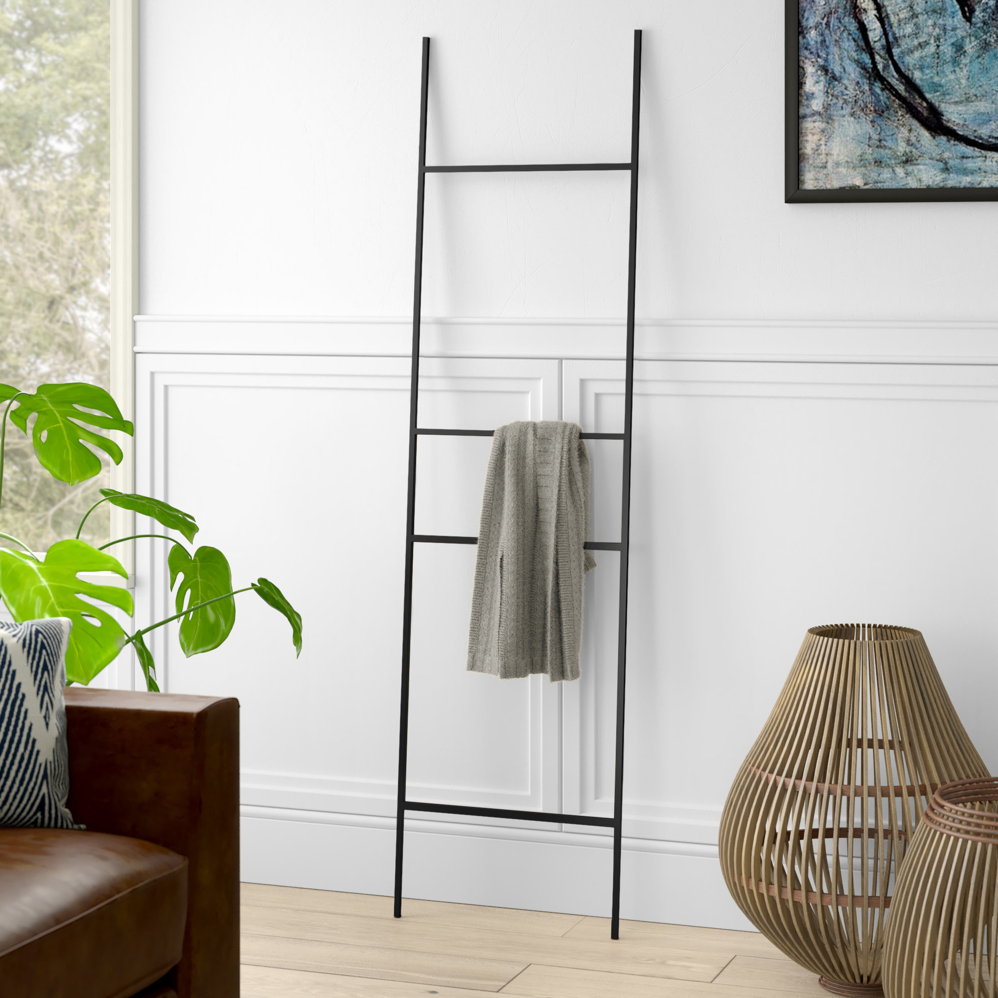 Best HD Pictures about  Black Metal Blanket Ladder  with No AI Images