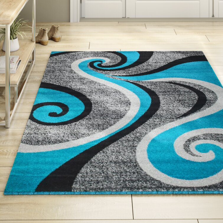 Orren Ellis Gaeta Abstract Area Rug in Turquoise & Reviews | Wayfair