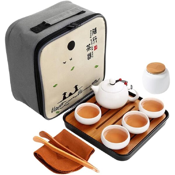 Tea Canister with Portable Travel Bag Travel Tea Set Ceramic Chinese Japanese Kungfu Teapot Purple Clay Teapot Porcelain Teapot Teacups