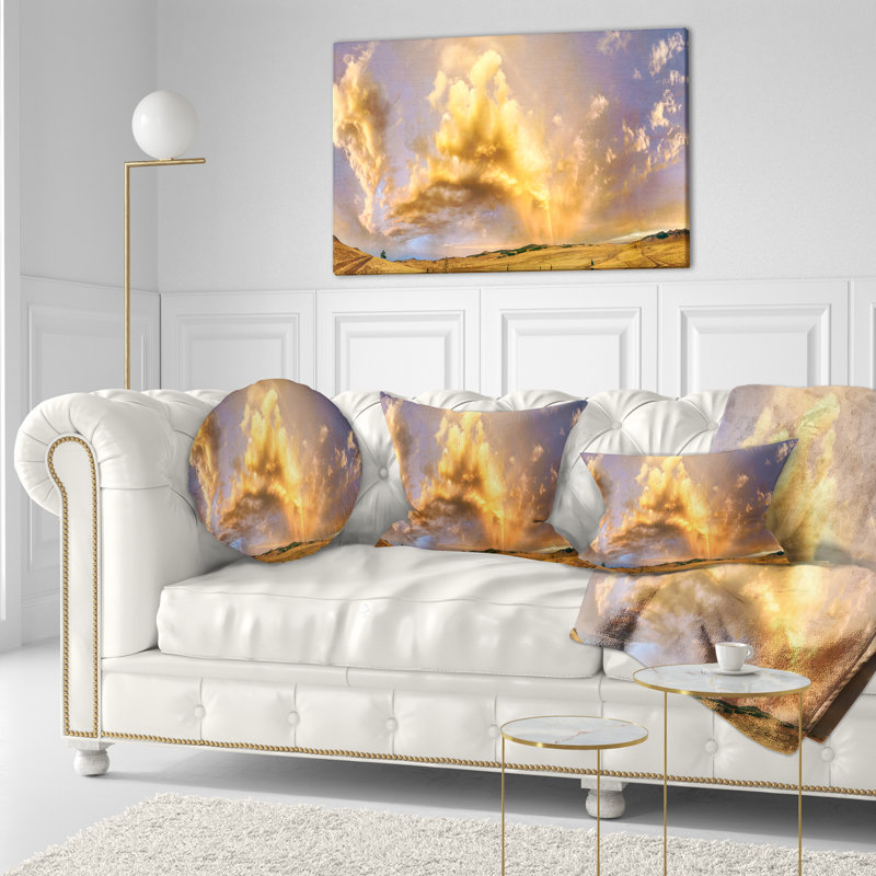 East Urban Home Landscape Rainbow At Sunset After Storm Lumbar Pillow Wayfair