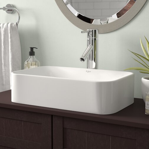 Kraus Ceramic Ceramic Rectangular Vessel Bathroom Sink ...