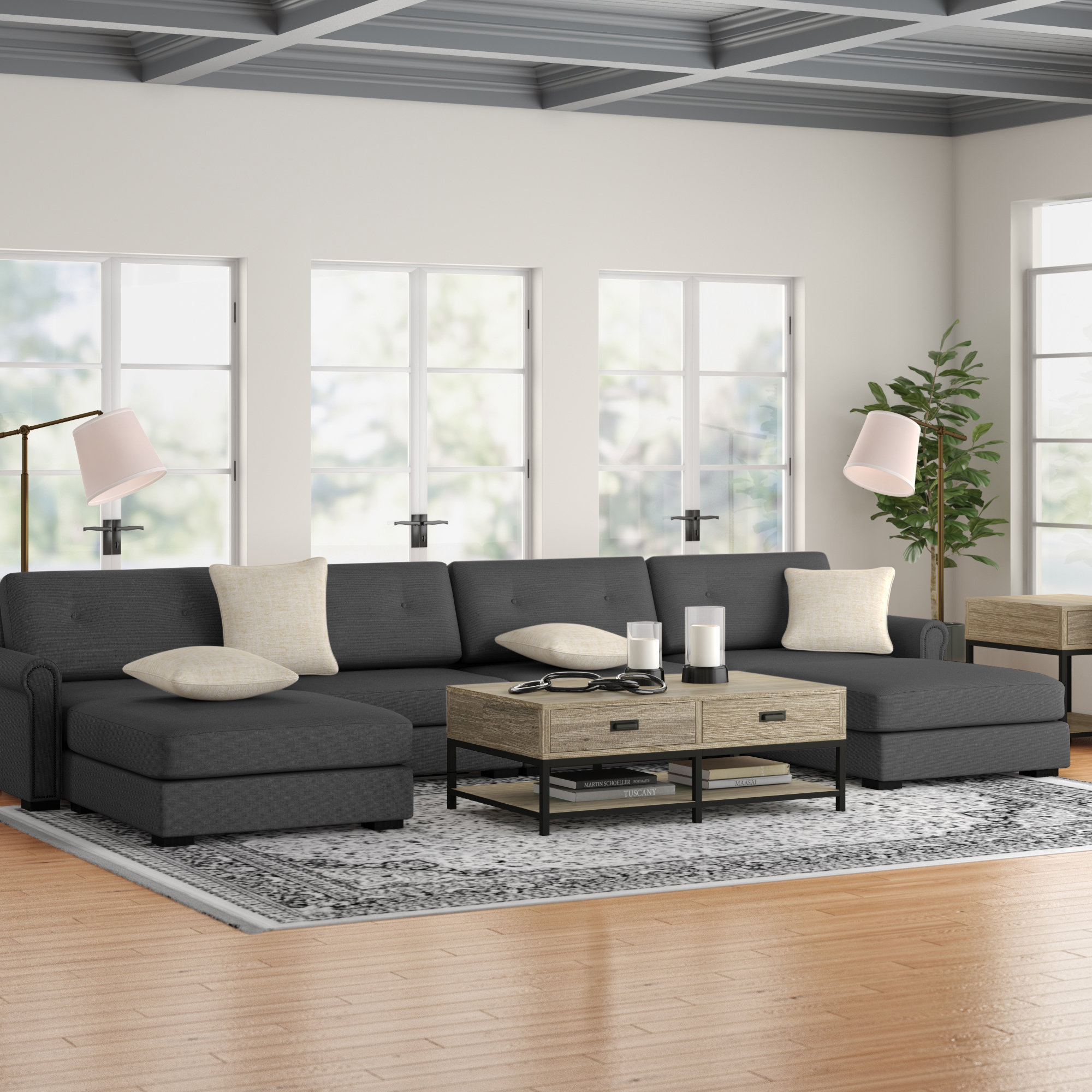 Three Posts Willia 166 Symmetrical Modular Large Sectional With Ottoman Wayfair