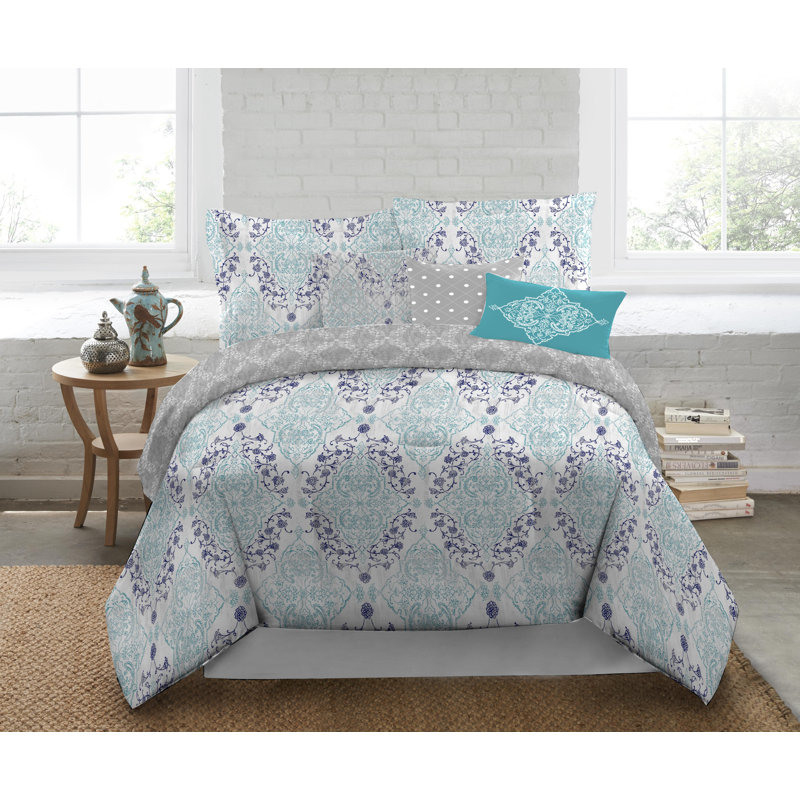 Nicole Miller Aqua Purple Reversible Comforter Set Wayfair