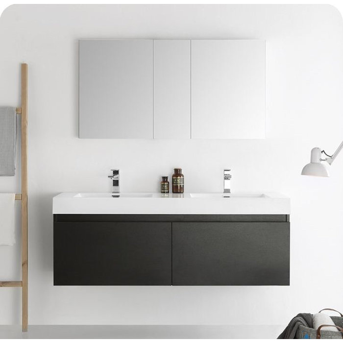 Fresca Senza 59" Wall Mounted Double Bathroom Vanity Set ...