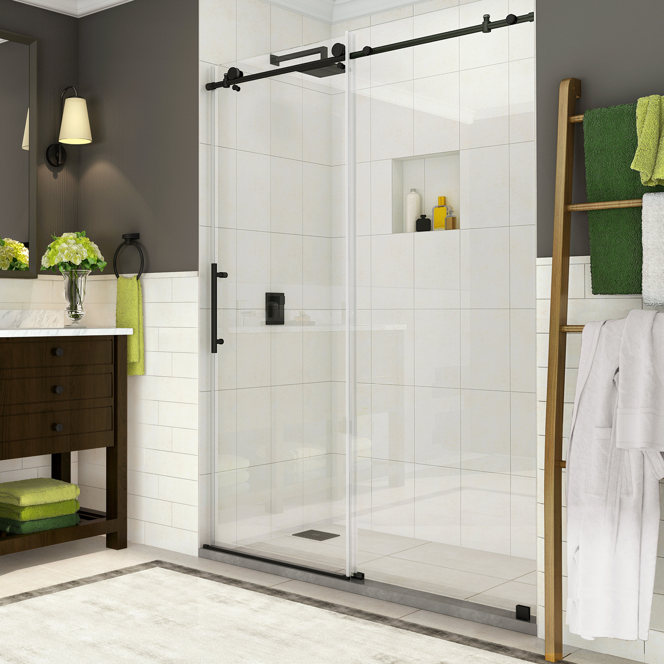Aston Coraline 60 X 76 Single Sliding Frameless Shower Door