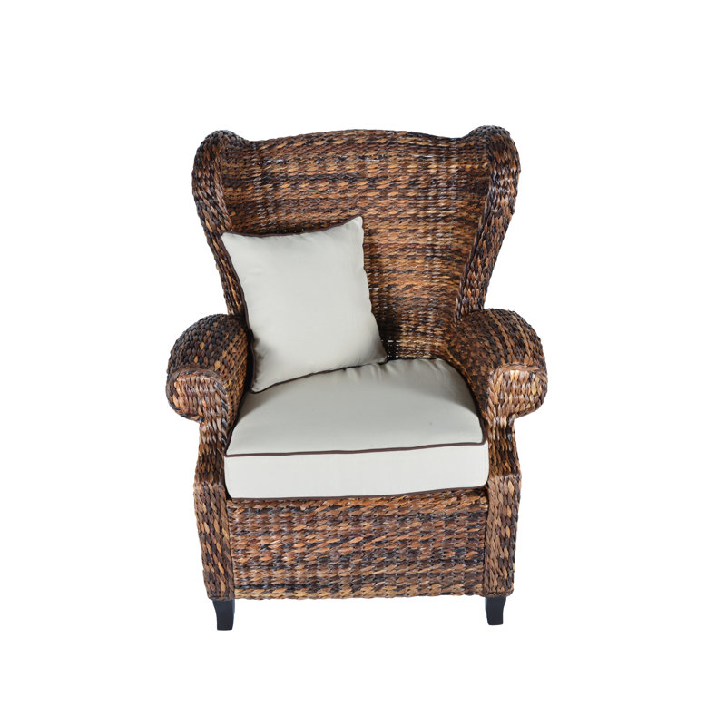 Bayou Breeze Averi Indoor/Outdoor Rattan Rolled Wingback Chair with ... Bayou Breeze Averi Indoor/Outdoor Rattan Rolled Wingback Chair with ...