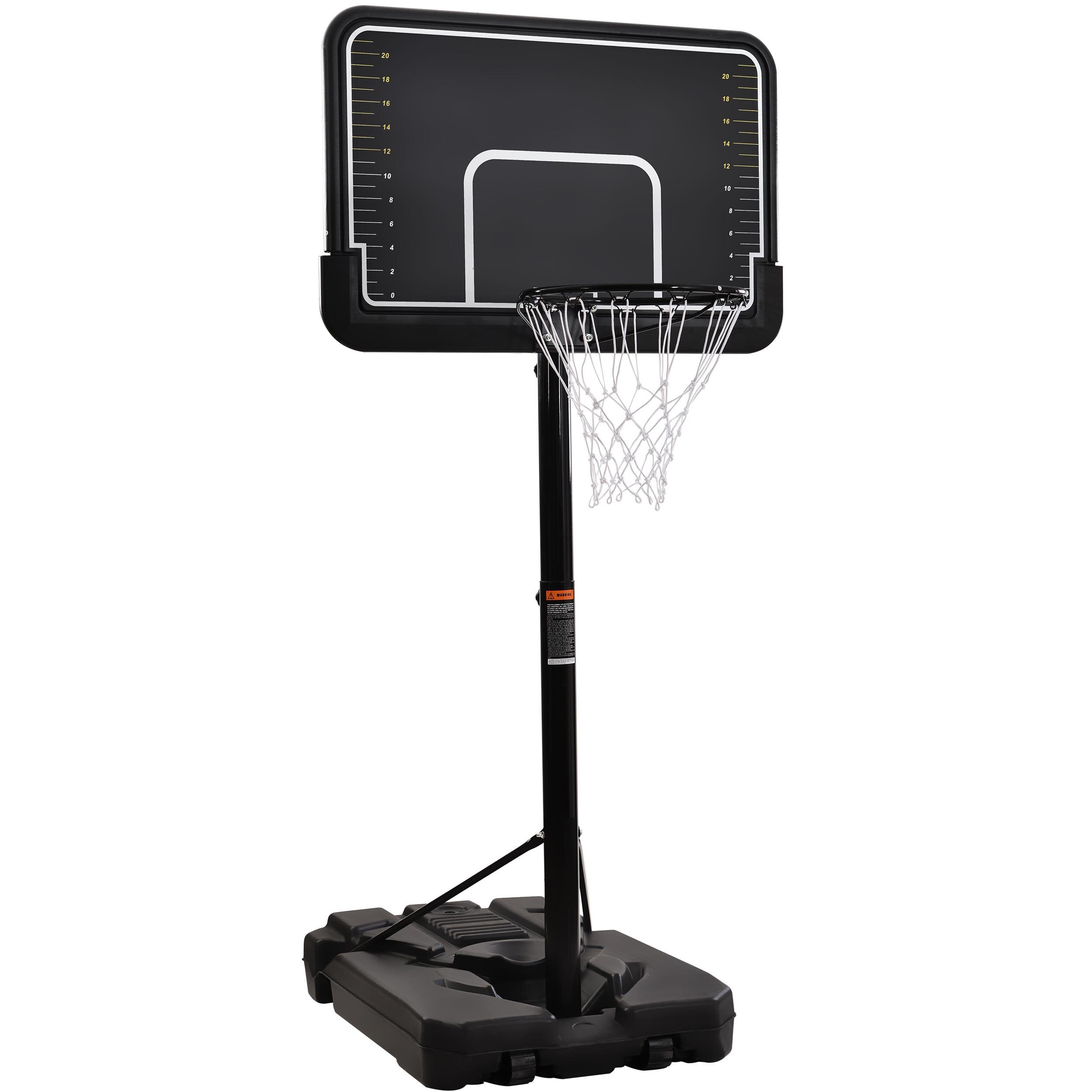 Basketball Net Hoop Backboard Portable Wheels Adjustable Stand 1.6m~2.18m 