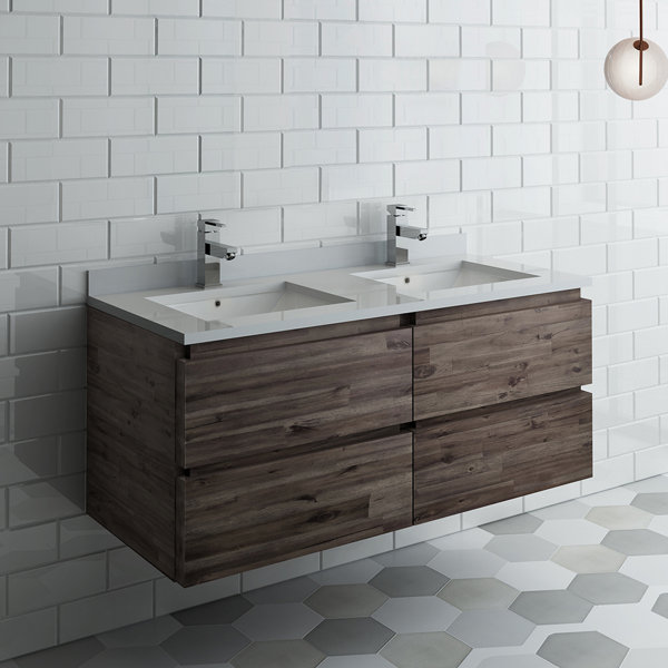 Fresca Formosa 48" Wall-Mounted Double Bathroom Vanity Set ...