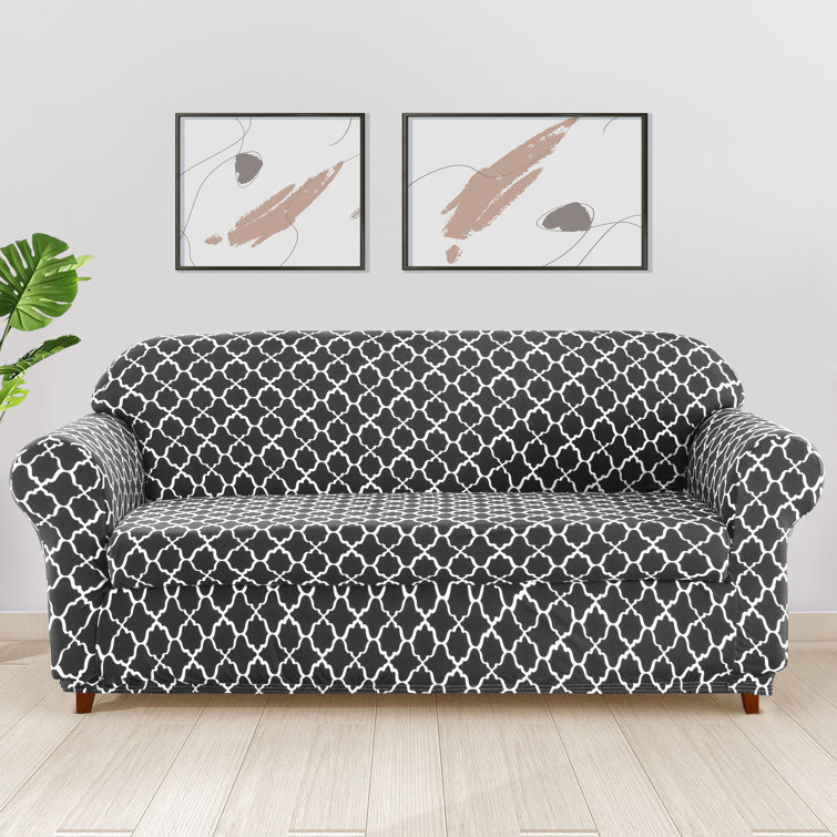 2-Pieces Cloud Printed Soft Stretchy Box Cushion Sofa Slipcover