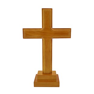 Dicksons Man of God Prayer Natural Brown 5 inch Hand Carved Pine Wood Palm Cross Figurine 