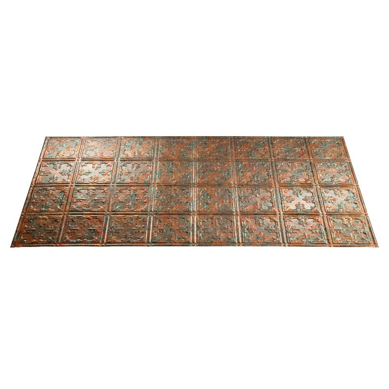 Fasade Traditional Style Ten 2 Ft X 4 Ft Glue Up Ceiling Tile In Copper Fantasy Wayfair