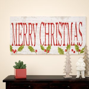 'Merry Christmas' Textual Art on Wrapped Canvas