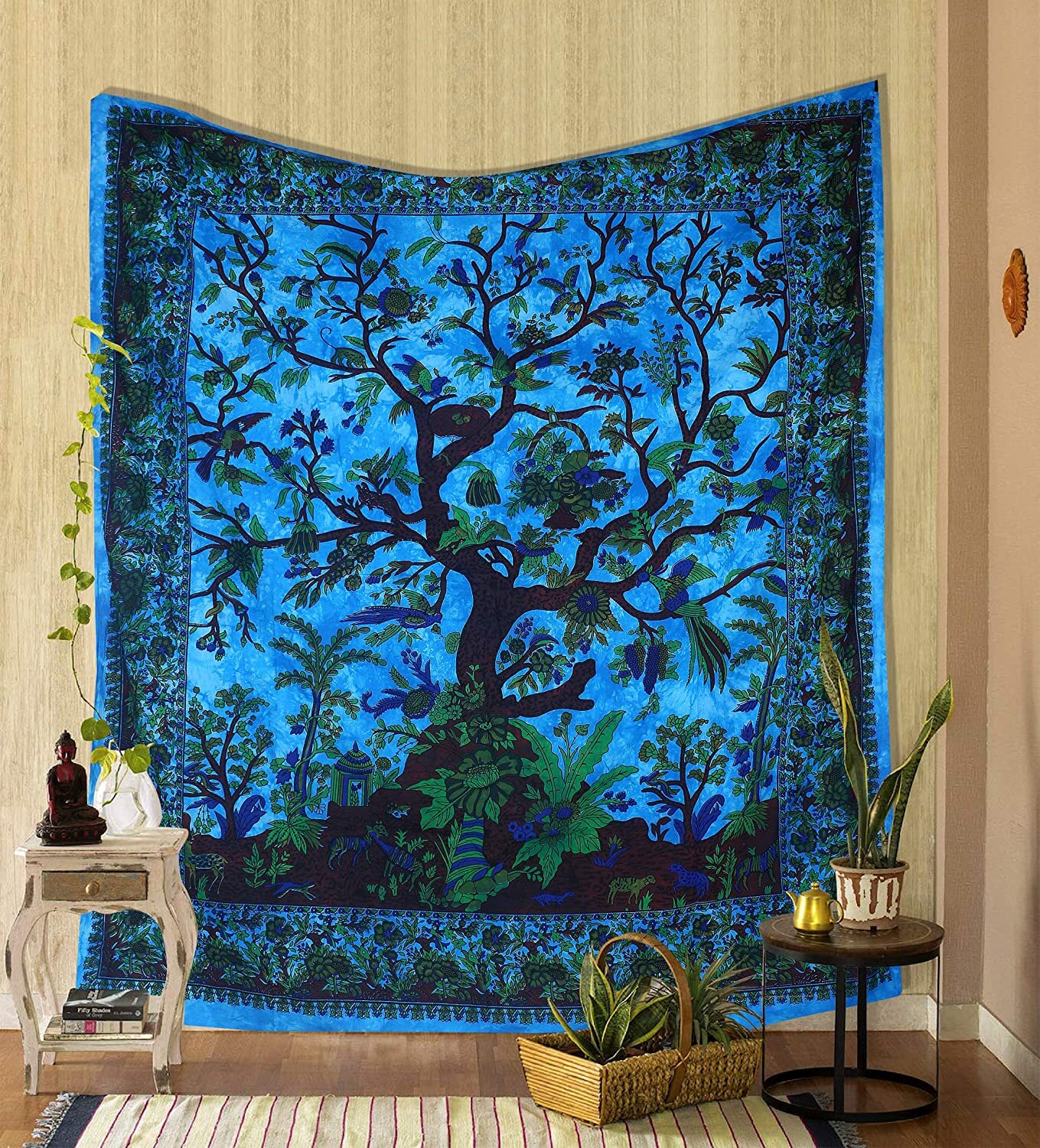 Tree Of Life Indian Cotton Poster Tapestry Wall Hanging Wall Decor Table Cover