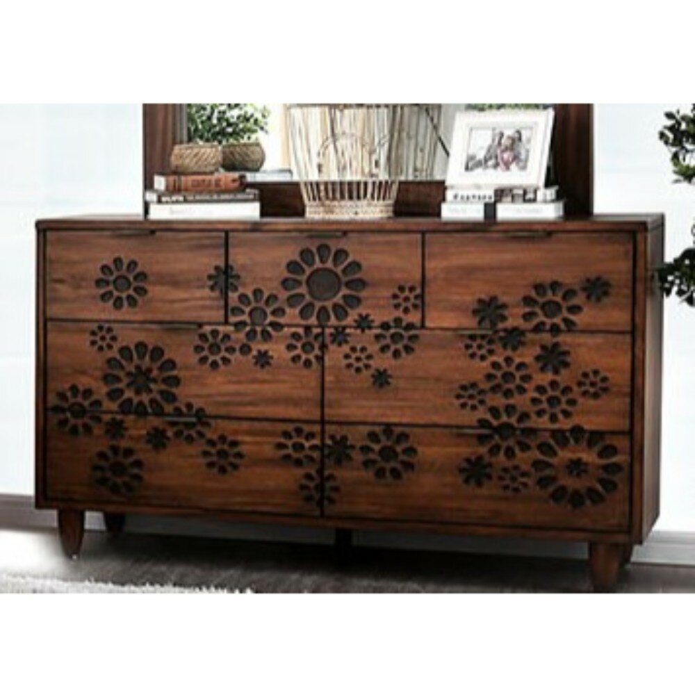 Bungalow Rose Casswell Transitional Solid Wood 7 Drawer Double