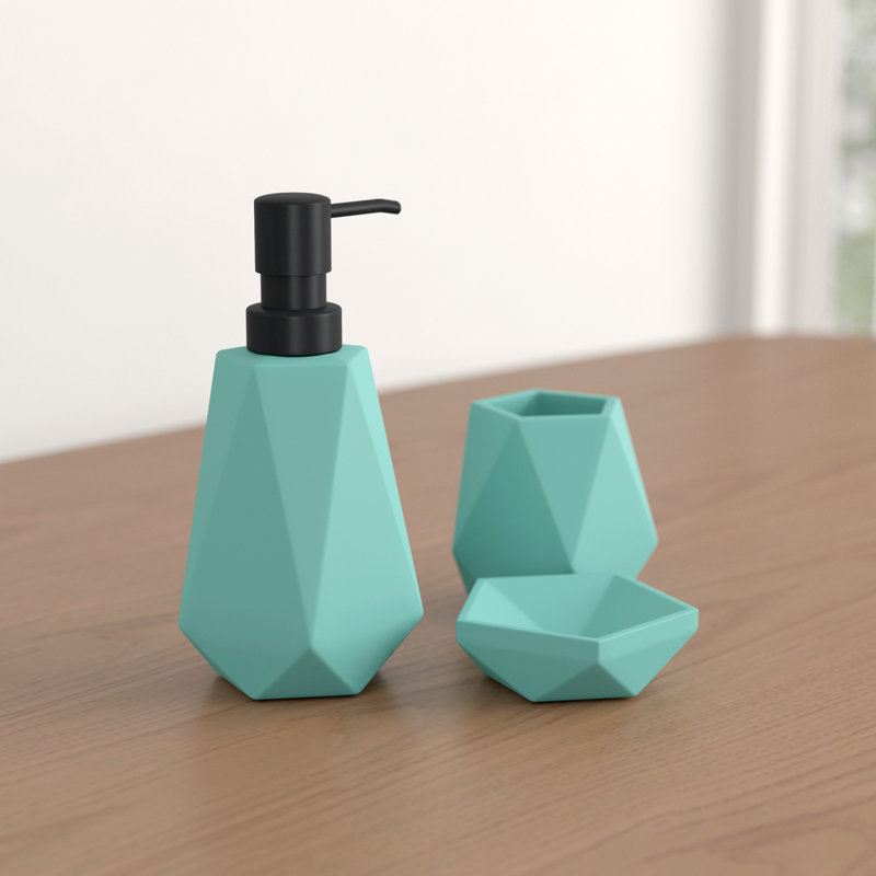 6 Piece Decorative Bathroom Accessory set Made of Ceramic Maya Aqua