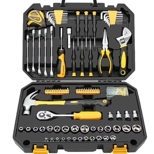 General Household Hand Tool Kit with Plastic Toolbox Storage Case, DOUP 11-Piece Tool Set Great for DIY Projects 