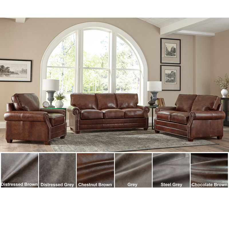 17 Stories Lyndsey 3 Piece Leather Sleeper Living Room Set Wayfair