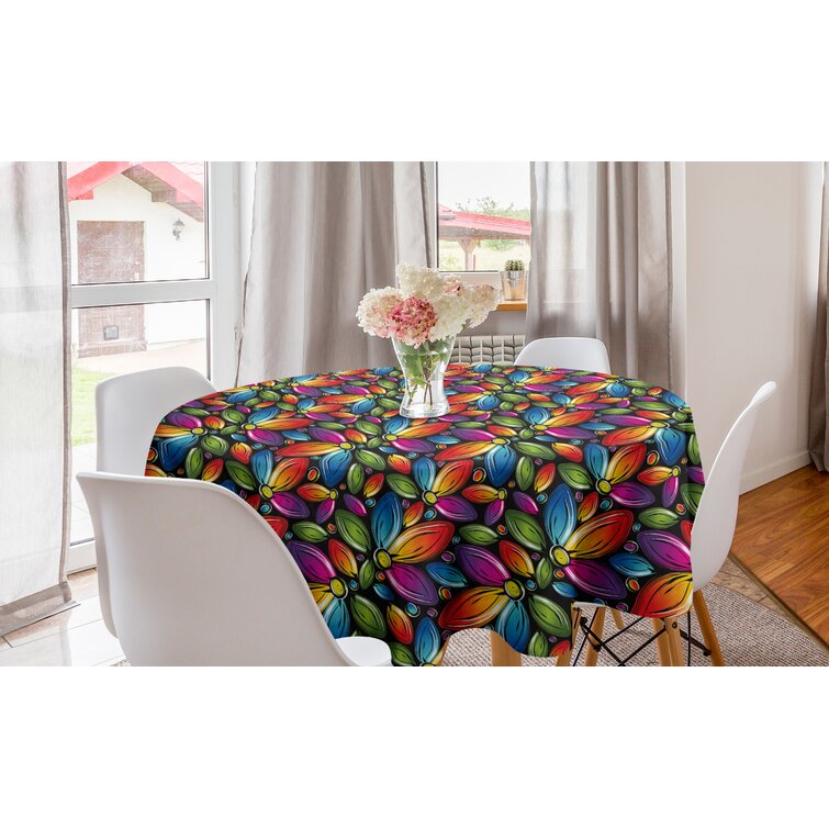 Elephant Mandala Style Round Tablecloth Table Cloth Cotton 72" Diameter 