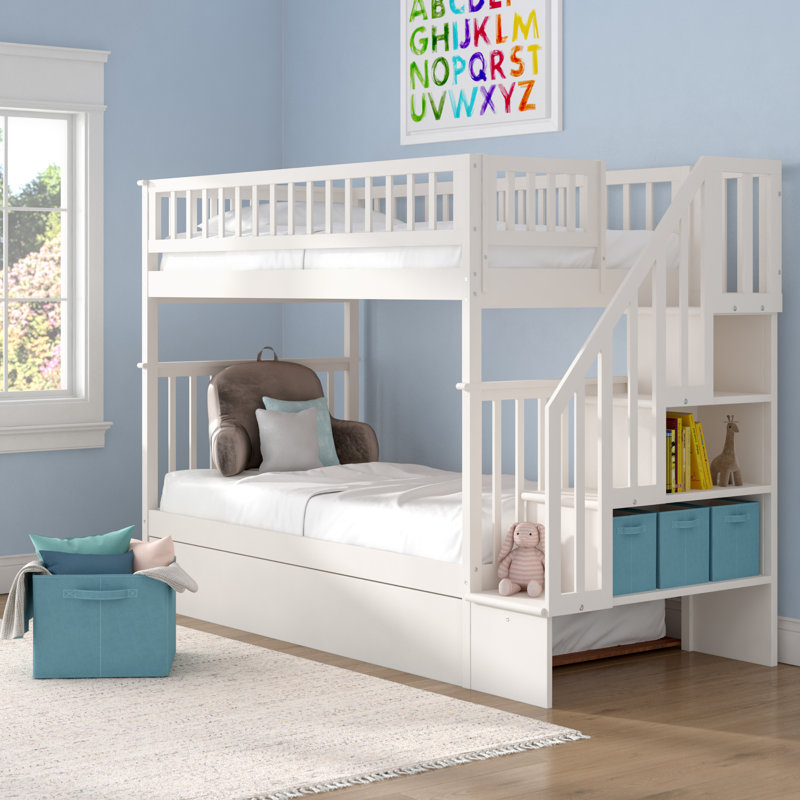 Viv Rae Shyann Staircase Twin Over Twin Bunk Bed With Trundle Reviews Wayfair