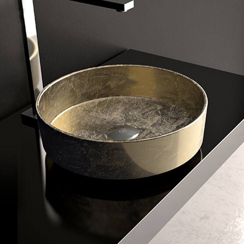 Lux glass. Rho Metal Brushed Gold finish Countertop basin. Metal Sink. Washbasin Countertop. Умывальник Gala Bowl [10041].