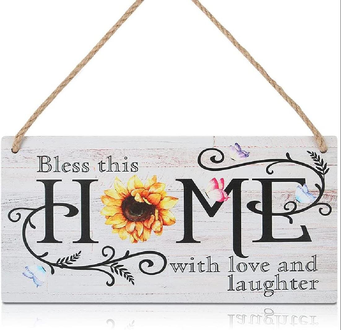 1pc Sunflower Welcome Sign Iron Wall Art Accessory Hanging Door Sign 
